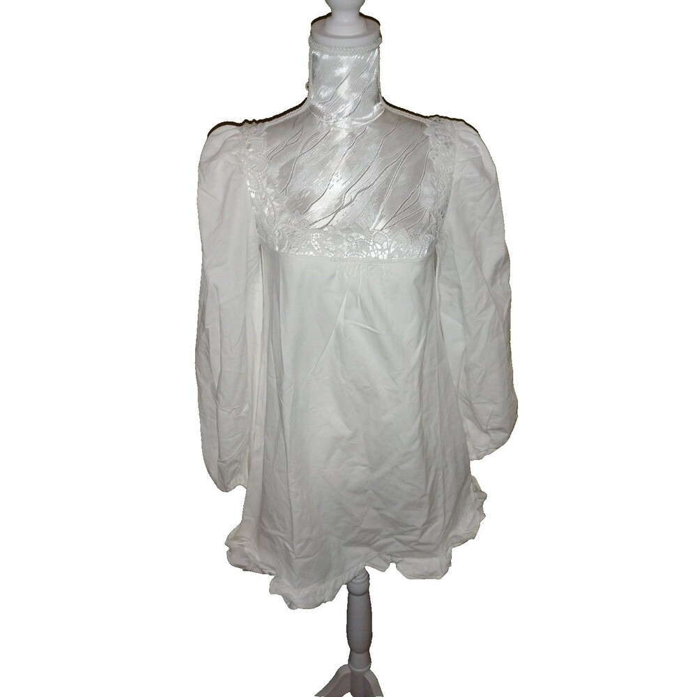 Embroidered Mini Dress Women's Size XS Pirate Sleeve Lace Peasant Cottage Core